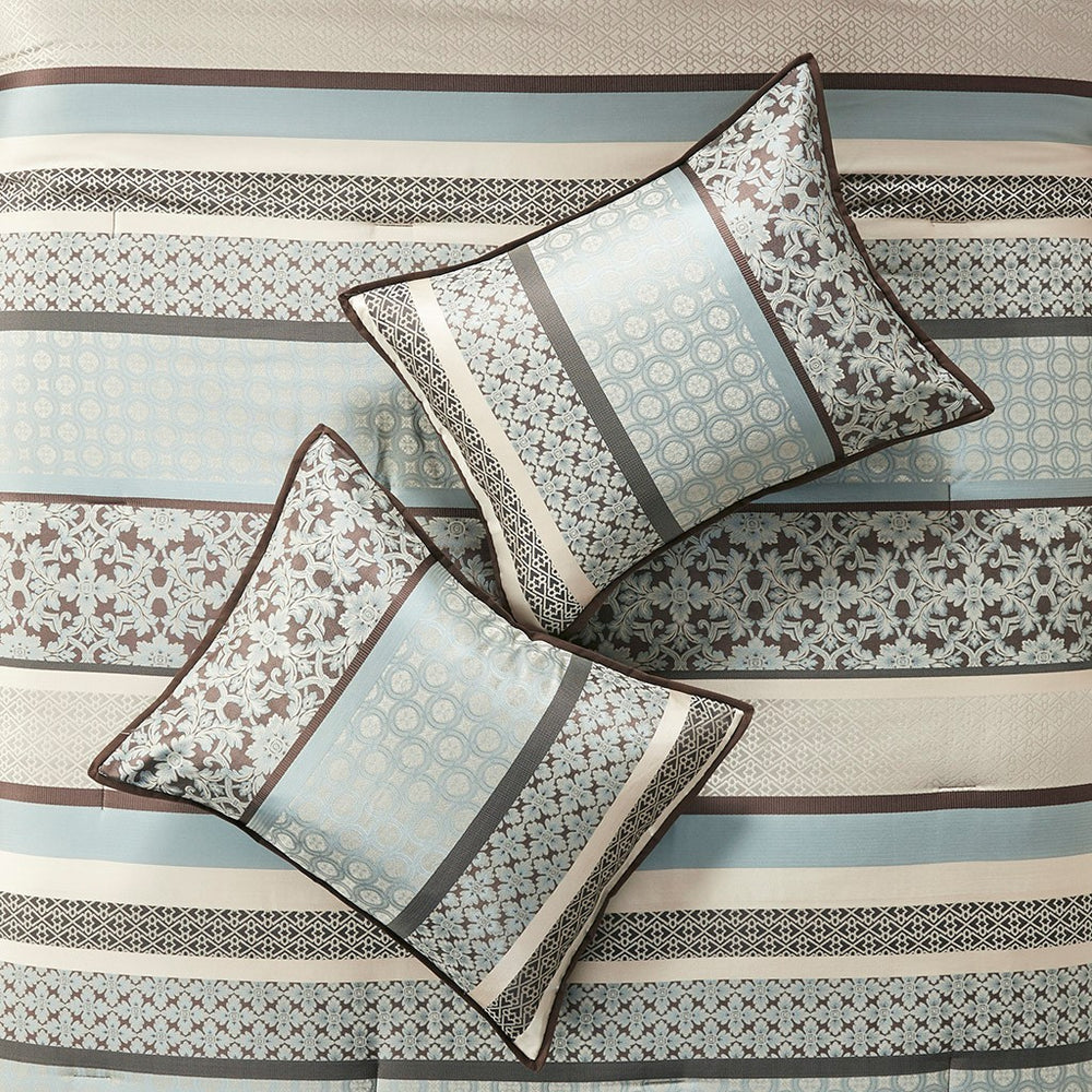 7 Piece Comforter Set Blue King Media 3