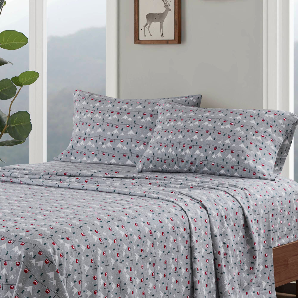 4 PCS Cal King Sheet Set Grey Ski Jump Media 14