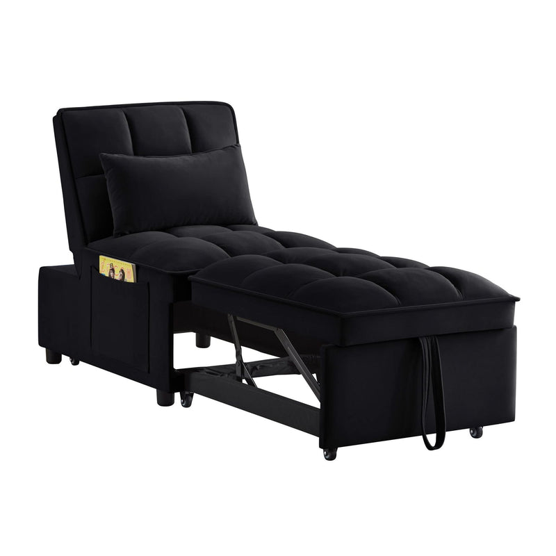 Velvet Sofa Bed Convertible Chaise Lounge Black Living Room American Design