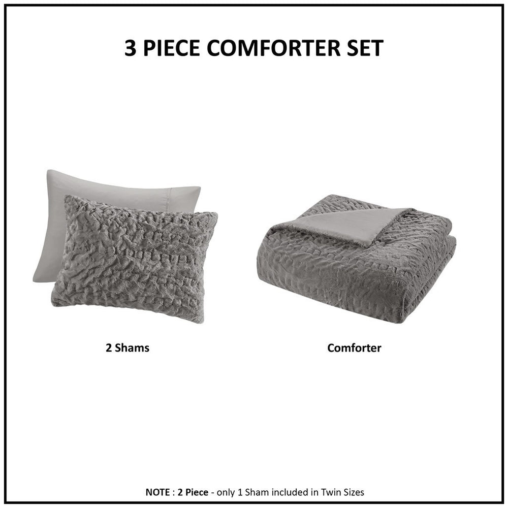 King/Cal King Ruched Fur Down Alternative Comforter Set Media 8