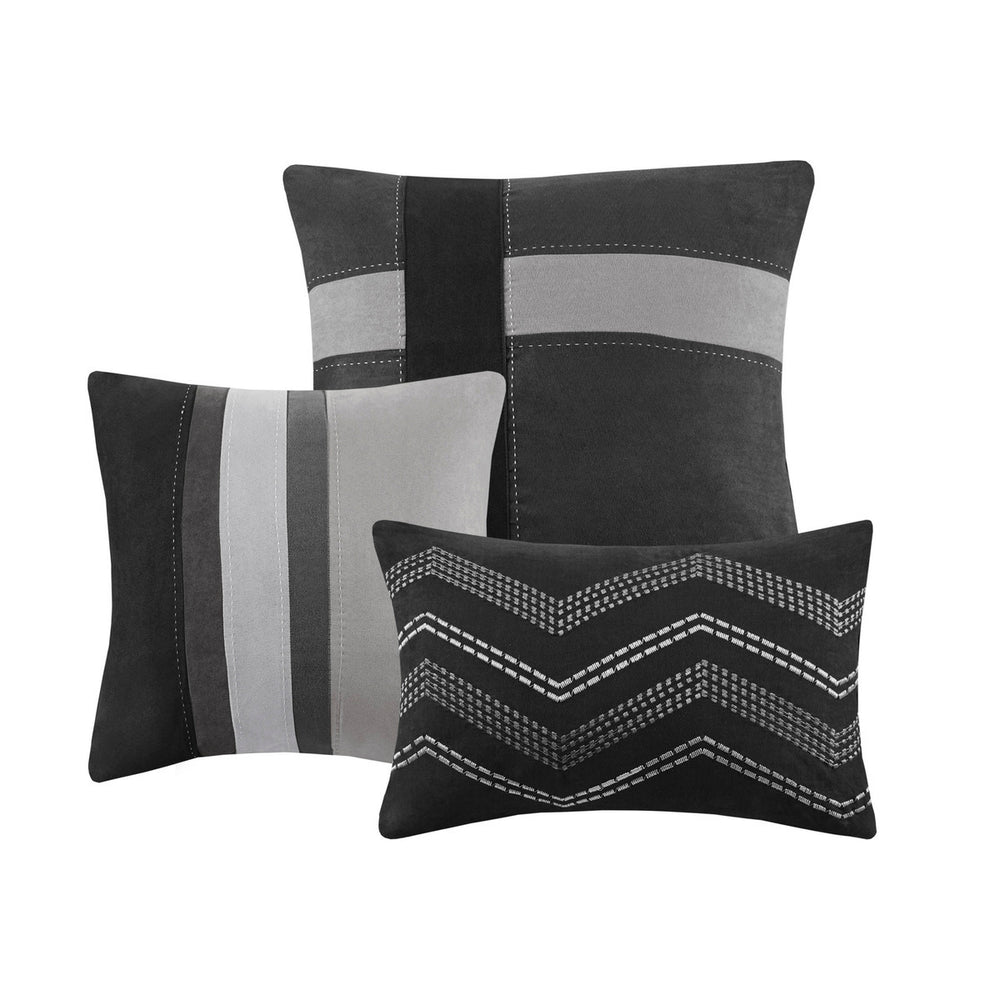 7 Piece Faux Suede Comforter Set Black King Media 3