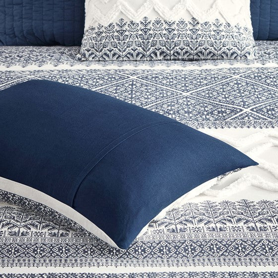 Full/Queen 3 Piece Cotton Duvet Cover Set with Chenille Tufting Media 8