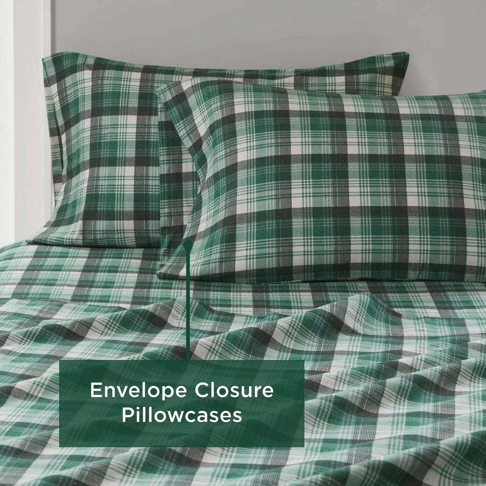 4 PCS Twin Sheet Set Green Plaid Media 4