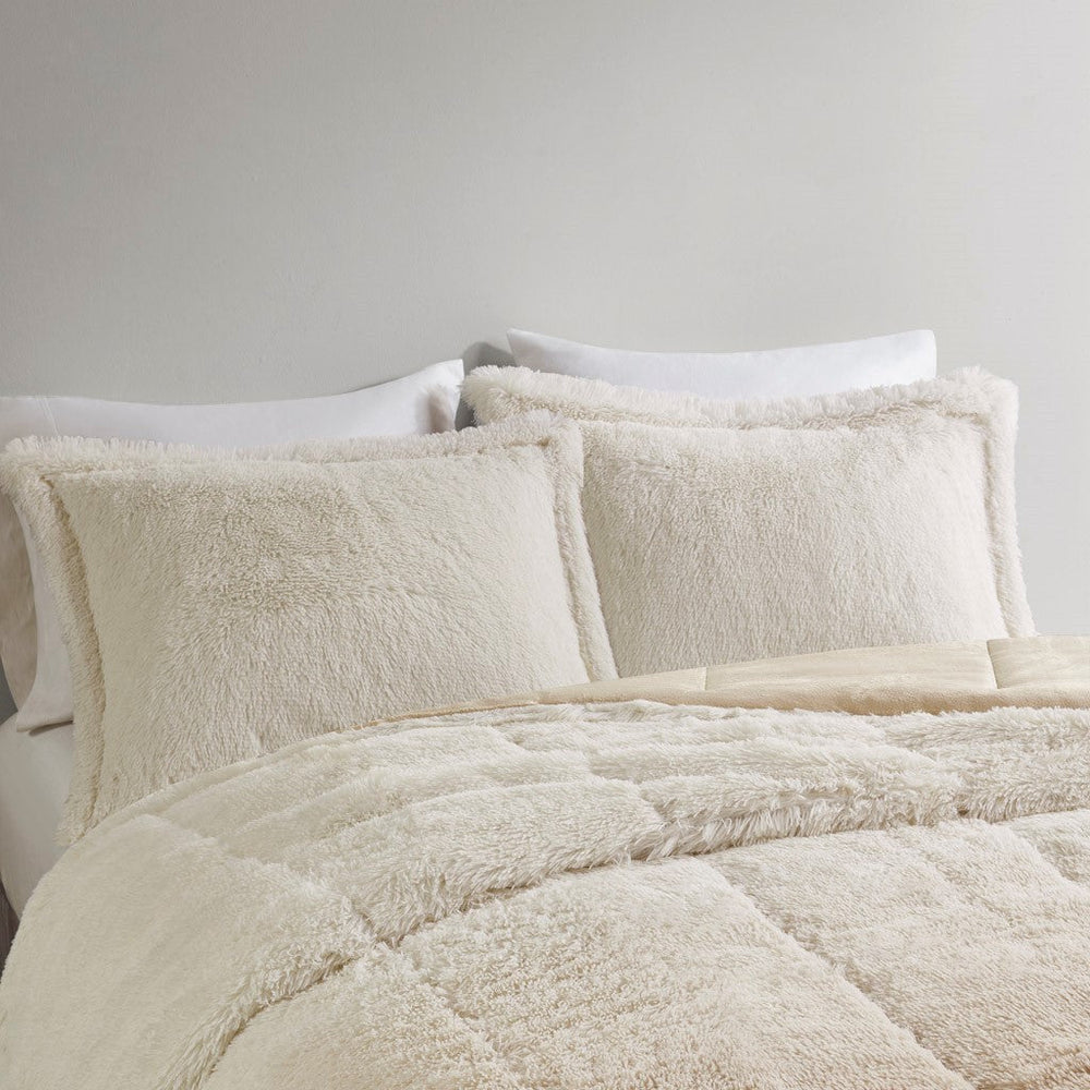 Ombre Shaggy Long Fur Comforter Mini Set Media 6