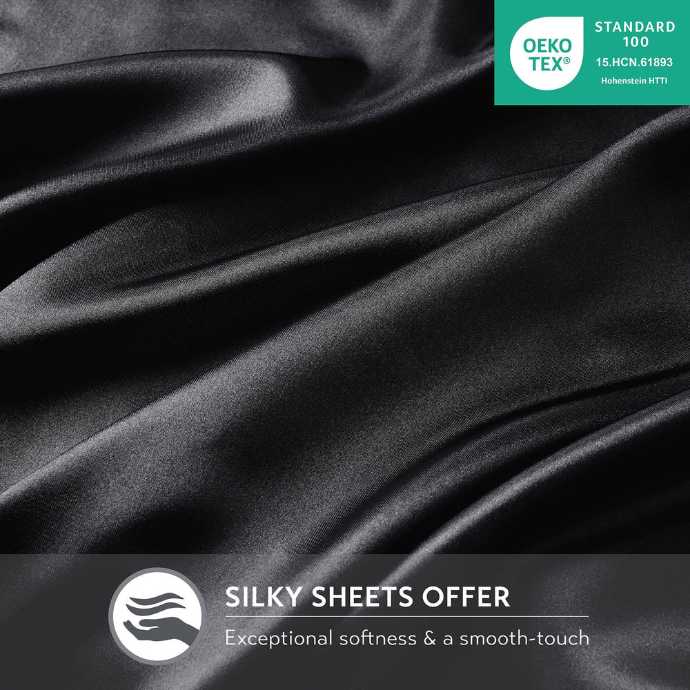 4 PCS Twin Luxury Sheet Set Black Media 4