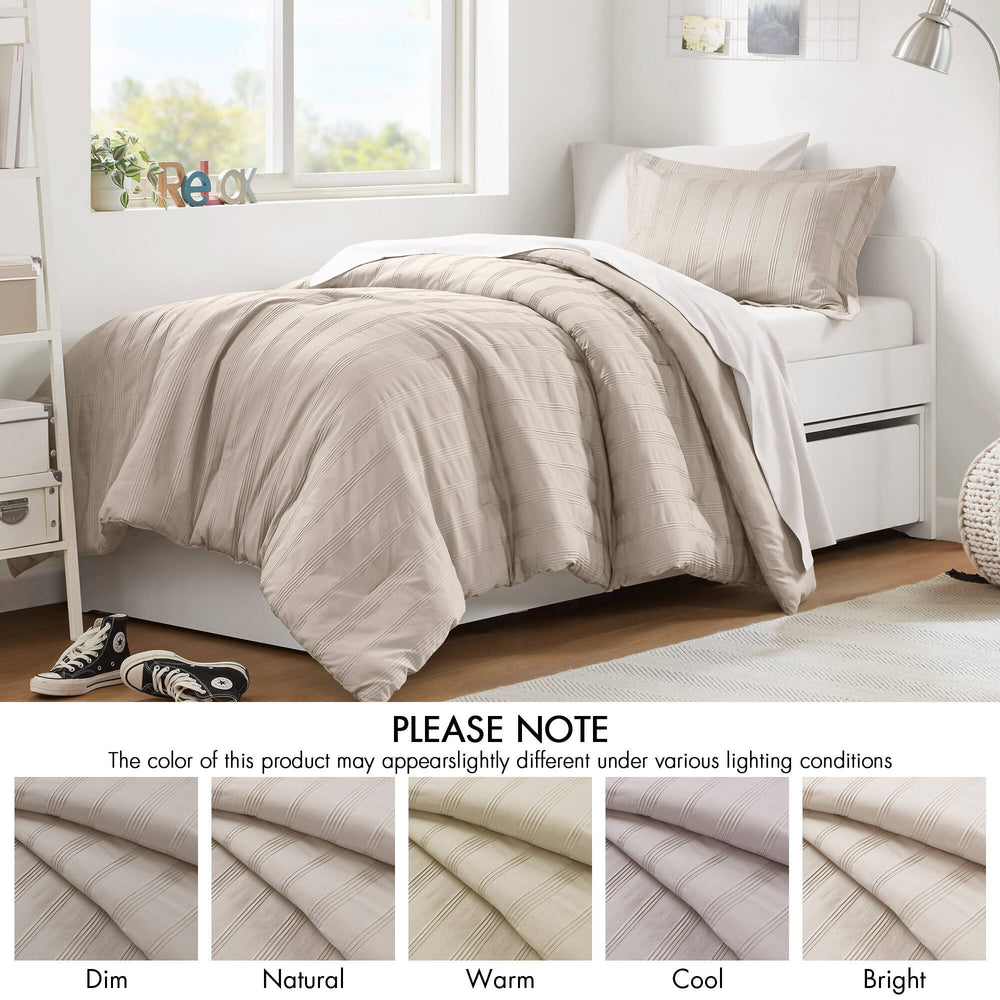 5-Piece Twin/Twin XL Woven Striped Comforter Set Media 4