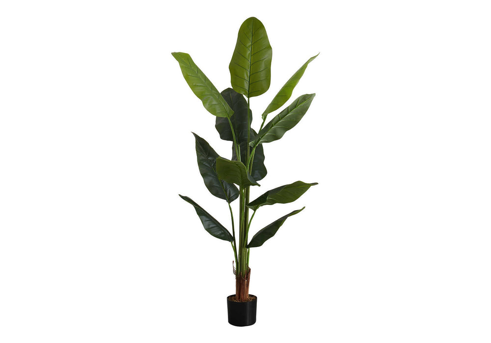 Artificial Plant, 59' Tall, Strelitzia Tree, Indoor, Faux, Fake, Floor, Greenery, Potted, Real Touch, Decorative, Green Leaves, Black Pot Media 2