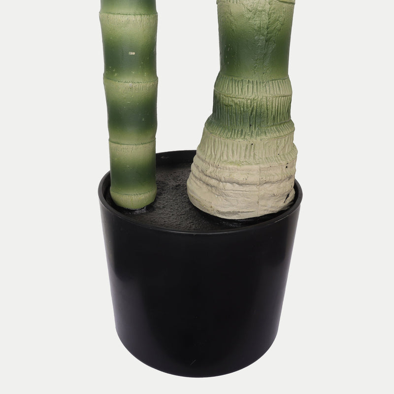 5FT Golden Cane Artificial Palm Tree with Black Plastic Pot, Tropical Fake Plant for Indoor Outdoor Decoration, Faux Palm, 1pc/set