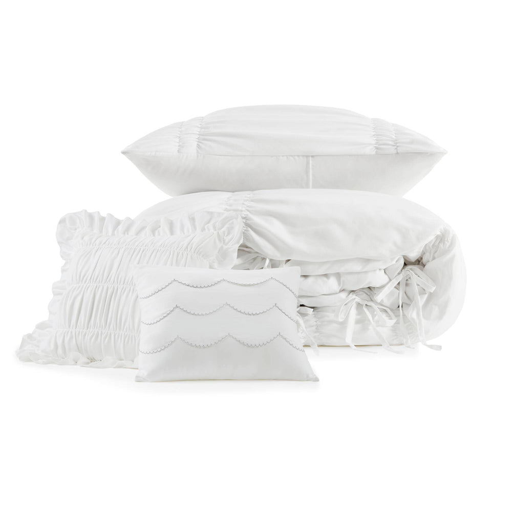 4 Pieces Twin/Twin XL Comforter Set,White Media 3