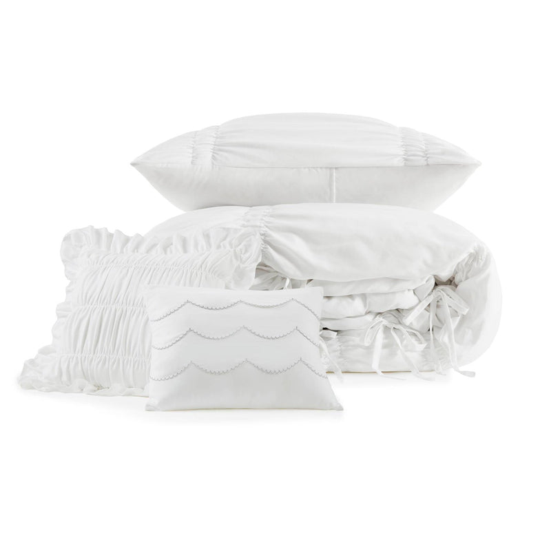 4 Pieces Twin/Twin XL Comforter Set,White