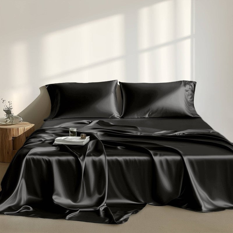 4 PCS Twin Luxury Sheet Set Black Media 2