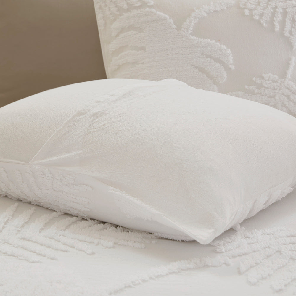3 Piece Tufted Cotton Chenille Palm Comforter Set Off-White Full/Queen Media 7
