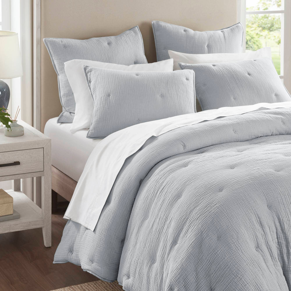 3-Piece King Cotton  Embroidered Quilt Set,Blue Media 25