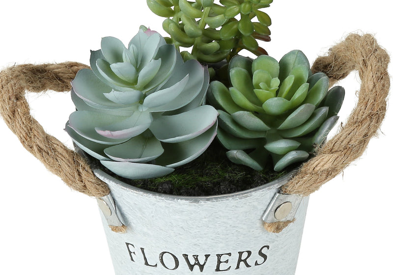 Artificial Plant, Set Of 2, 7' Tall, Succulent, Table, White Metal Pots, Contemporary, Modern