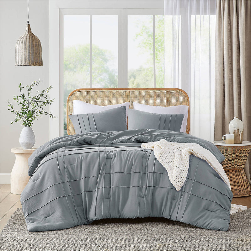 2-Piece Twin/Twin XL Soft Washed Pleated Comforter Set