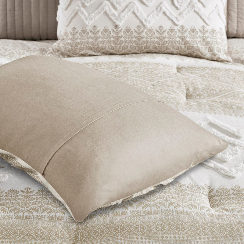 3 Piece Cotton Comforter Set with Chenille Tufting Taupe King/Cal King