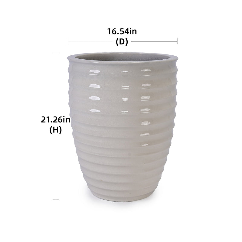Ceramic Flowerpot, Modern Planter for Patio, Garden, Windowsill - Milk White