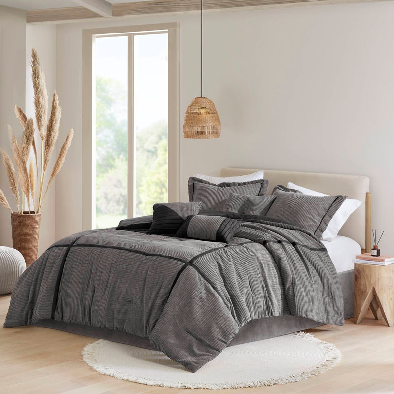 7 Piece Micro Corduroy Comforter Set