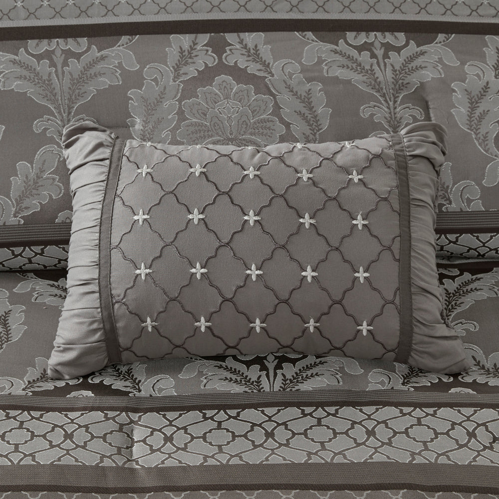 7 Piece Jacquard Comforter Set Grey King Media 3