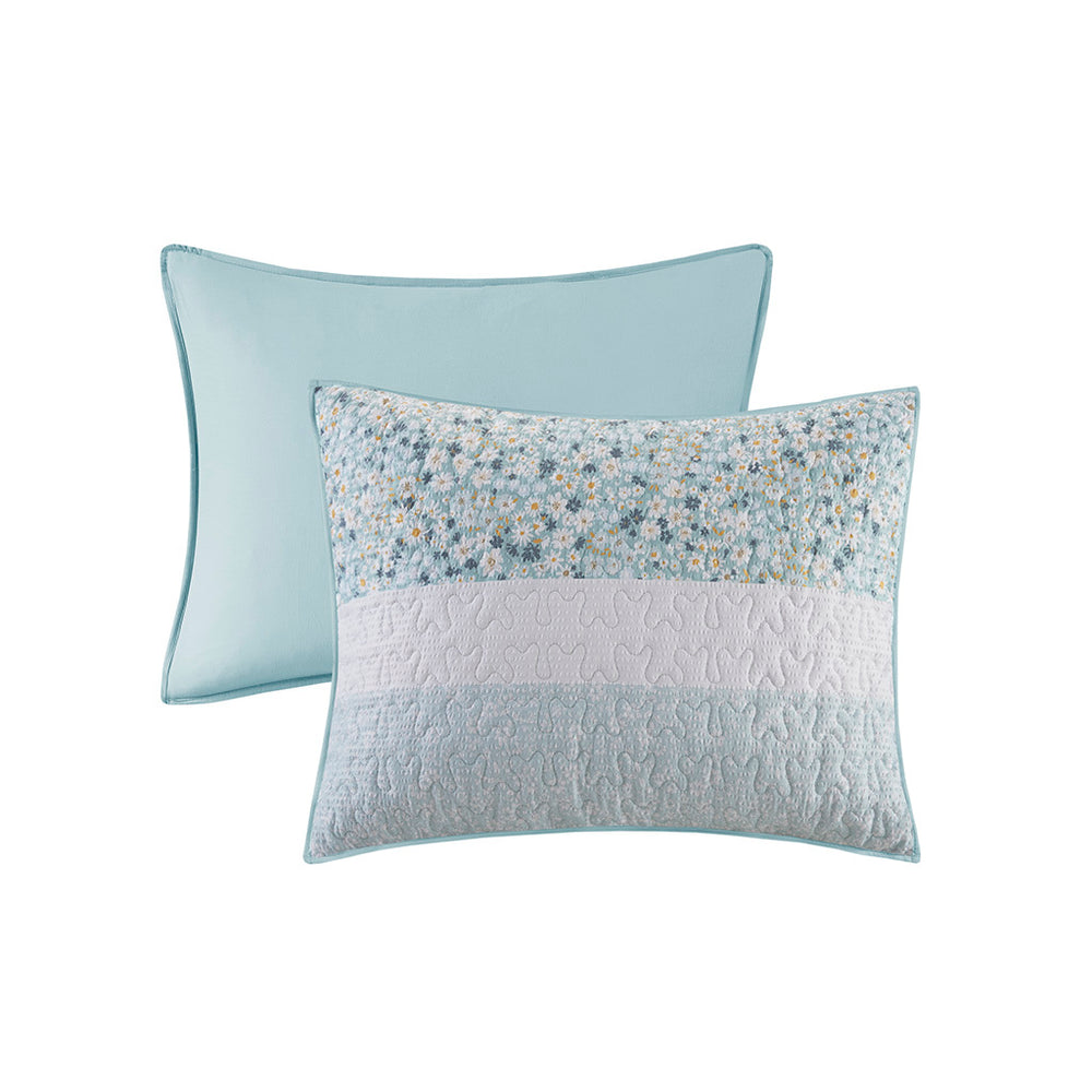 King/Cal King 4 Piece Seersucker Quilt Set with Throw Pillow Media 7