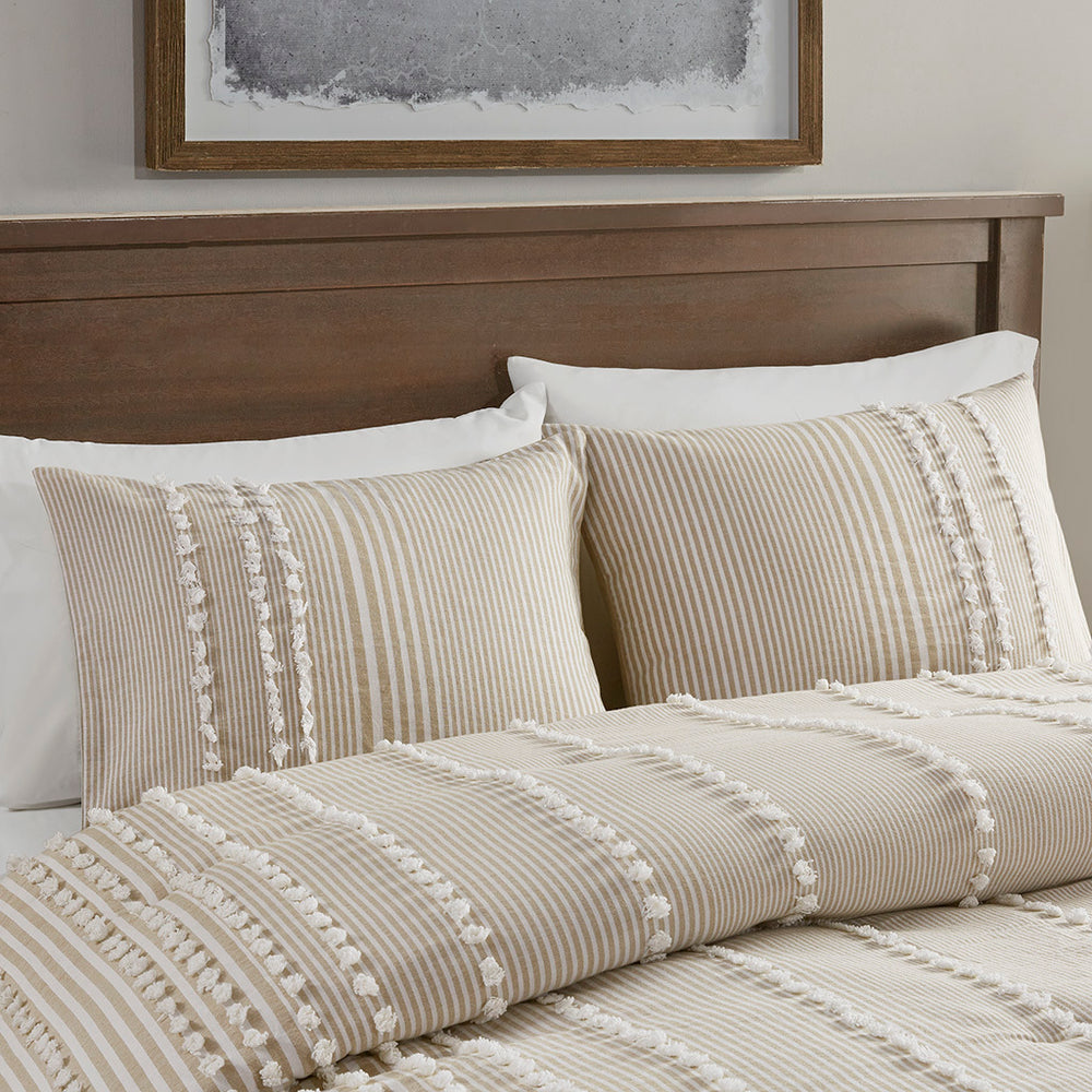 King 3 Piece Cotton Yarn Dyed Comforter Set Media 7