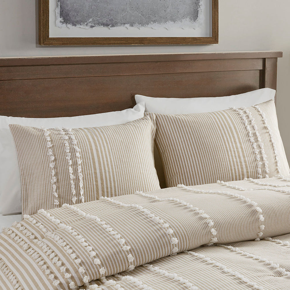 Full/Queen 3 Piece Cotton Yarn Dyed Comforter Set Media 7
