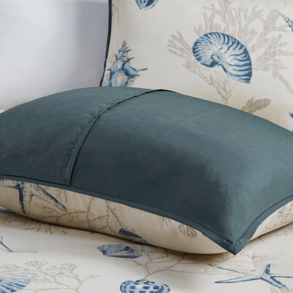 7 Piece Cotton Sateen Comforter Set Blue Queen Media 5