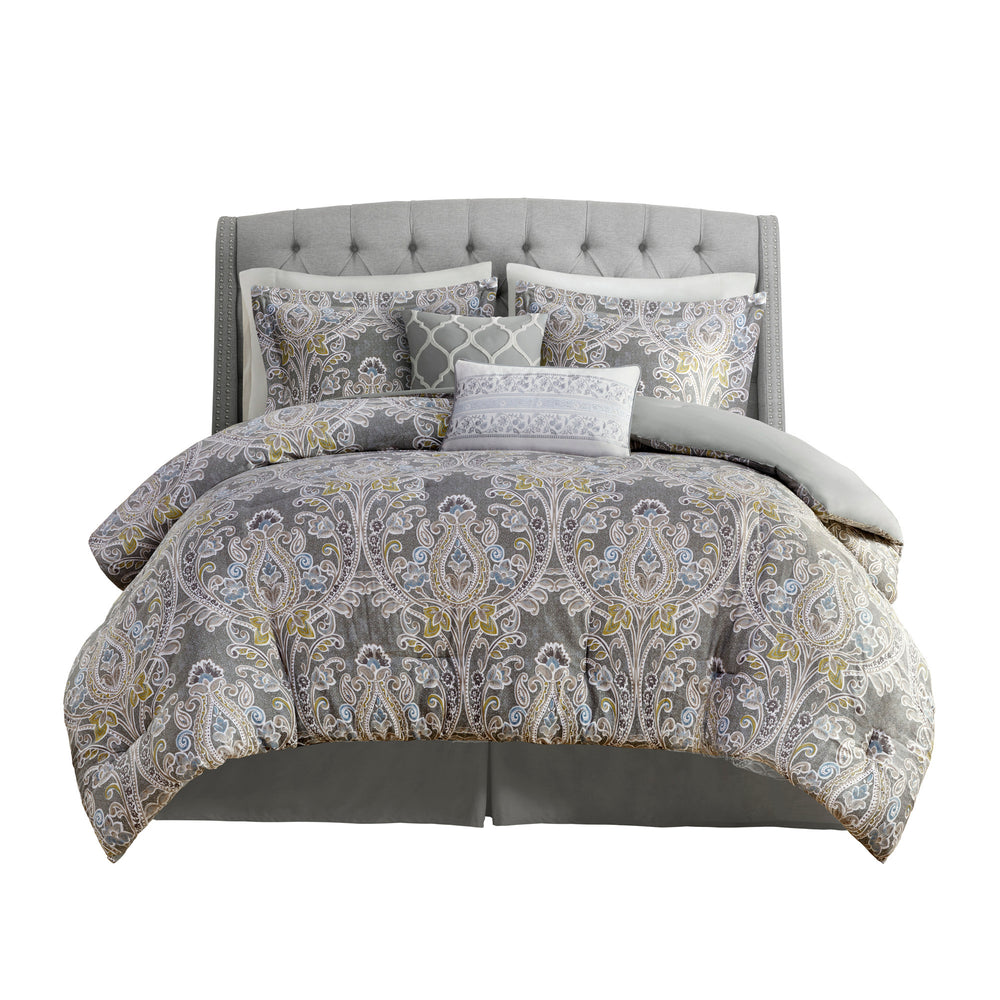 6 Piece Cotton Comforter Set Grey King Media 2