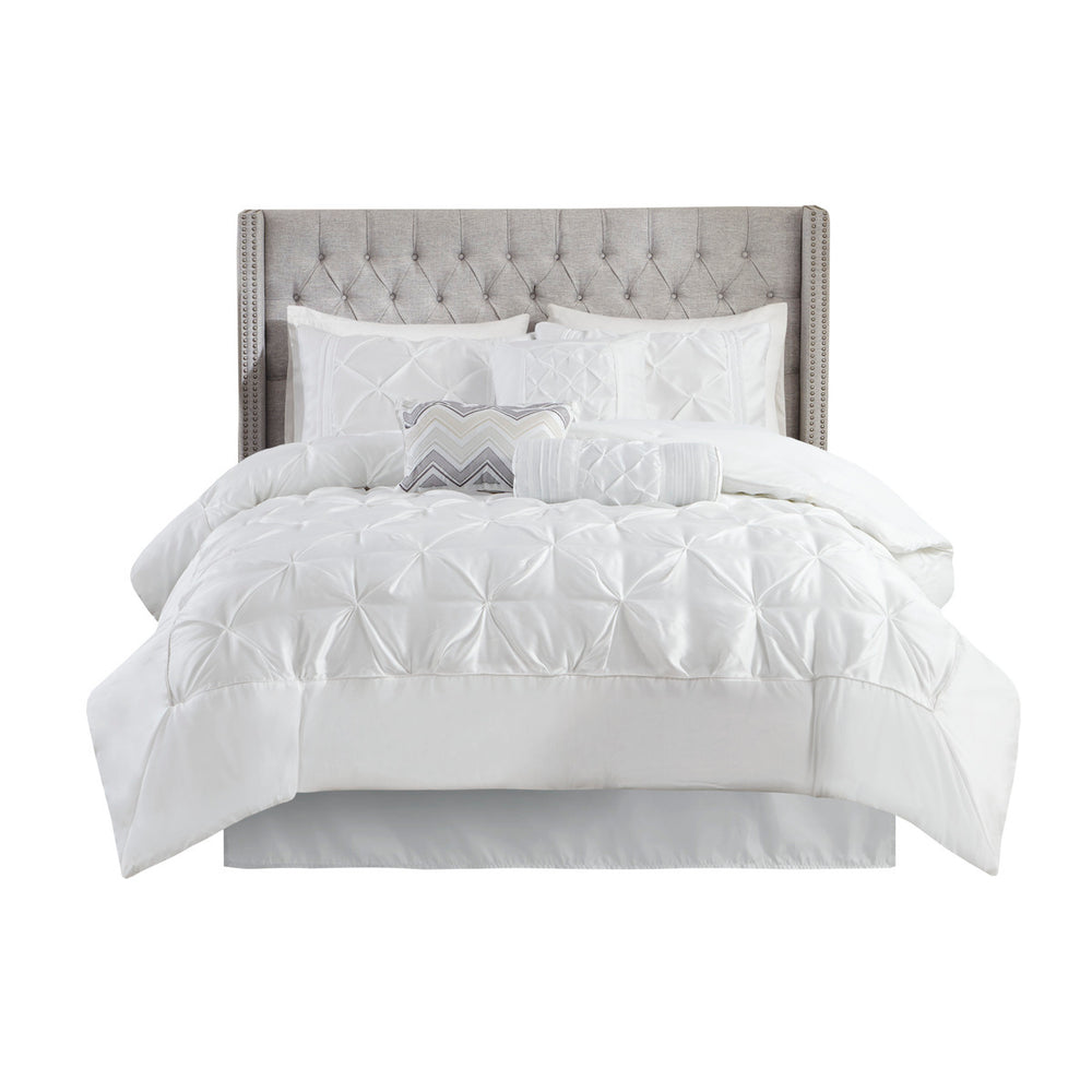 7 Piece Tufted Comforter Set White Cal King Media 11