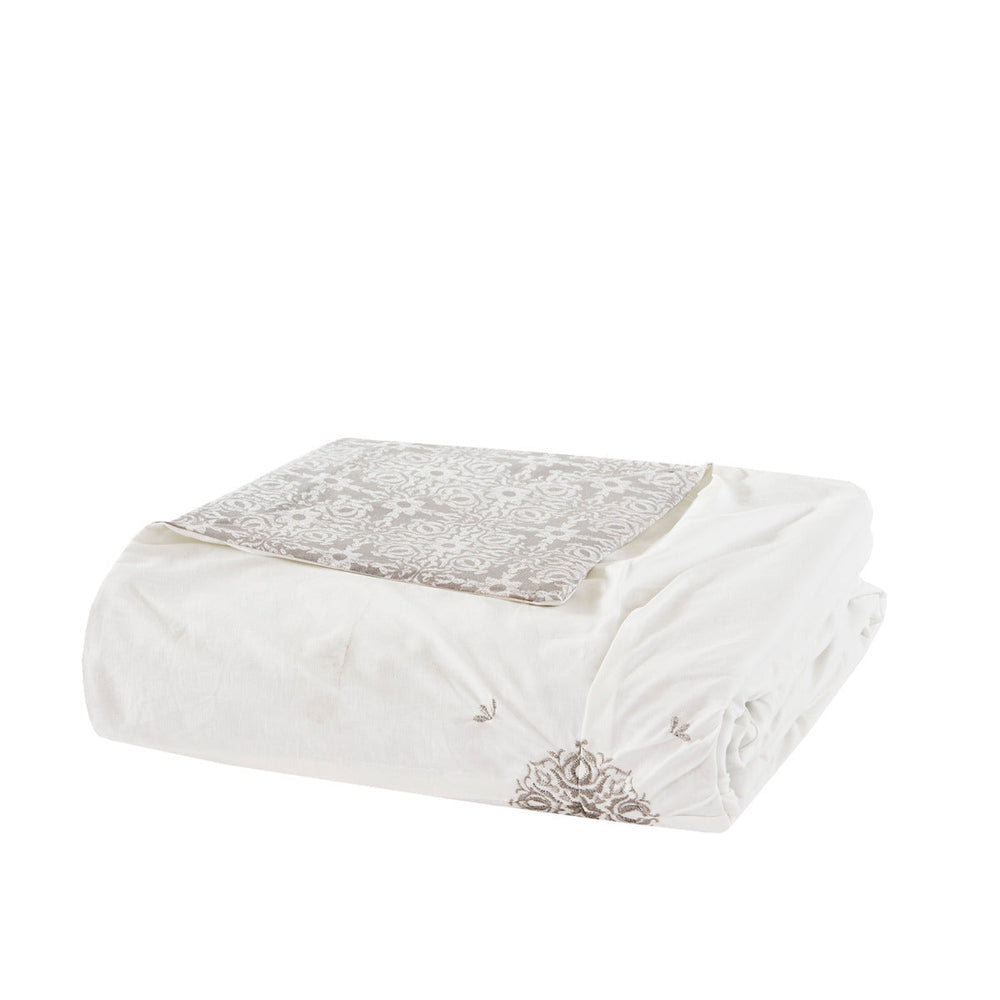 King/Cal King 4 Piece Embroidered Cotton Reversible Duvet Cover Set Media 18