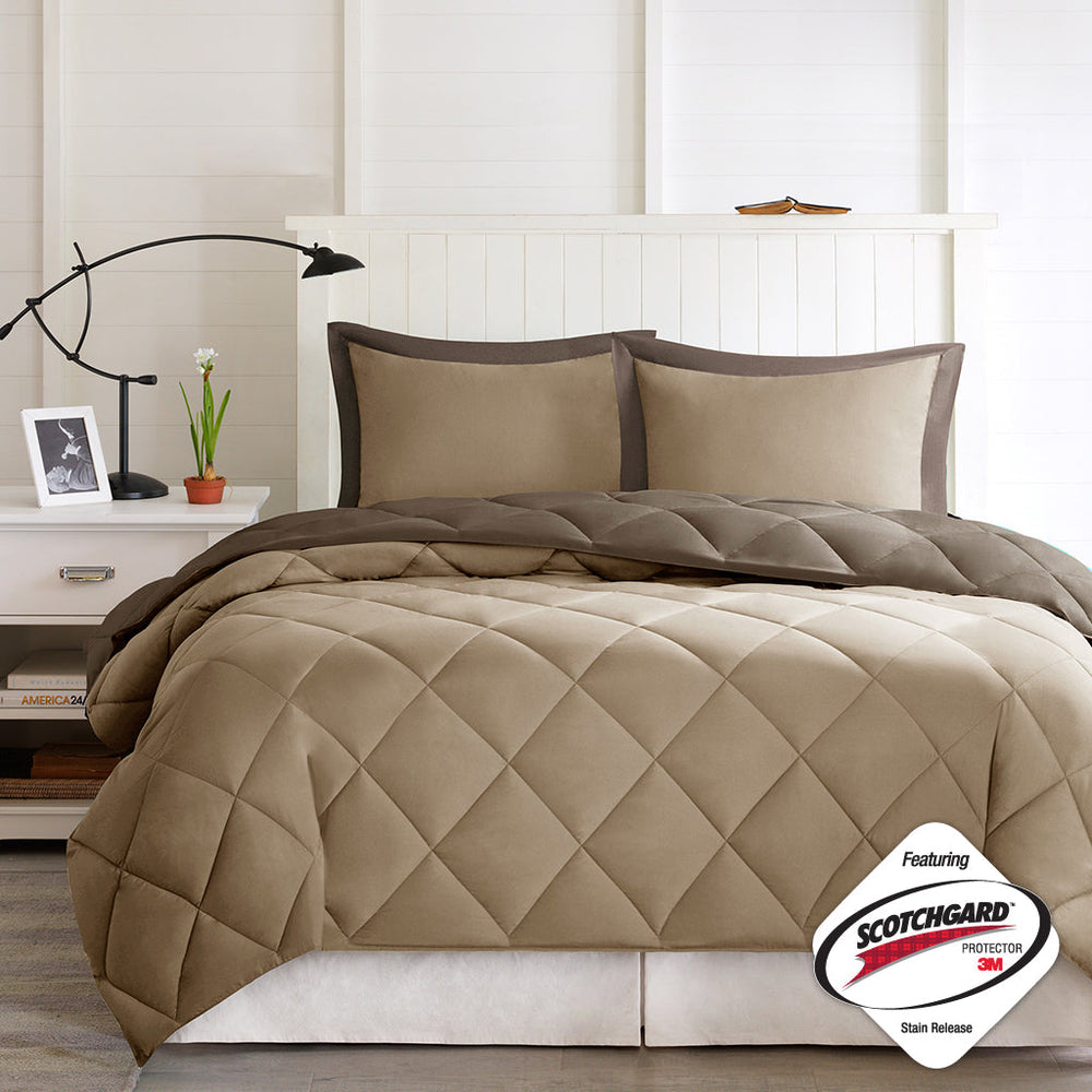 Twin/Twin XL 3M Scotchgard Diamond Quilting Reversible Down Alternative Comforter Set Media 10