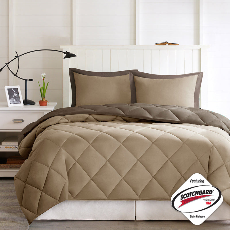 Full/Queen 3M Scotchgard Diamond Quilting Reversible Down Alternative Comforter Set