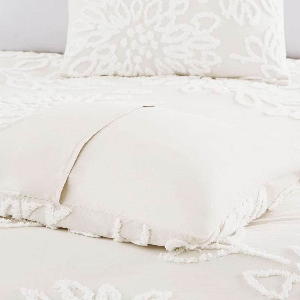 King/Cal King 3 Piece Tufted Cotton Chenille Floral Duvet Cover Set Media 11