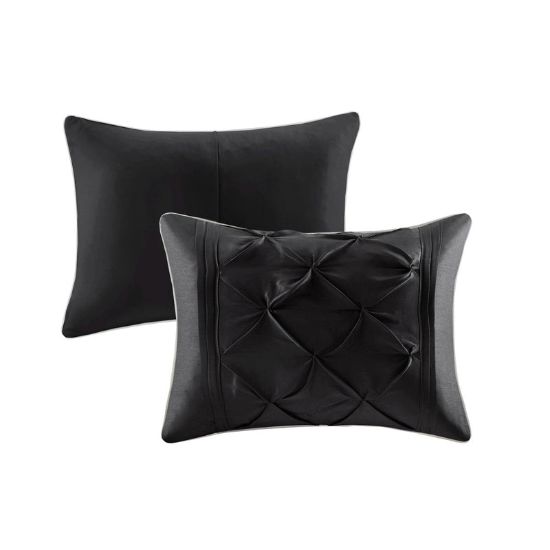 7 Piece Tufted Comforter Set Black Cal King