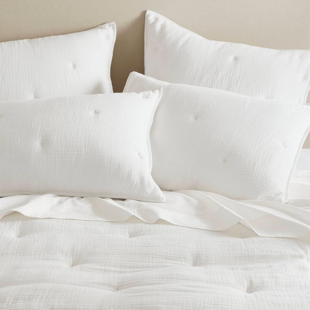 3-Piece King Cotton  Embroidered Quilt Set,White Media 14