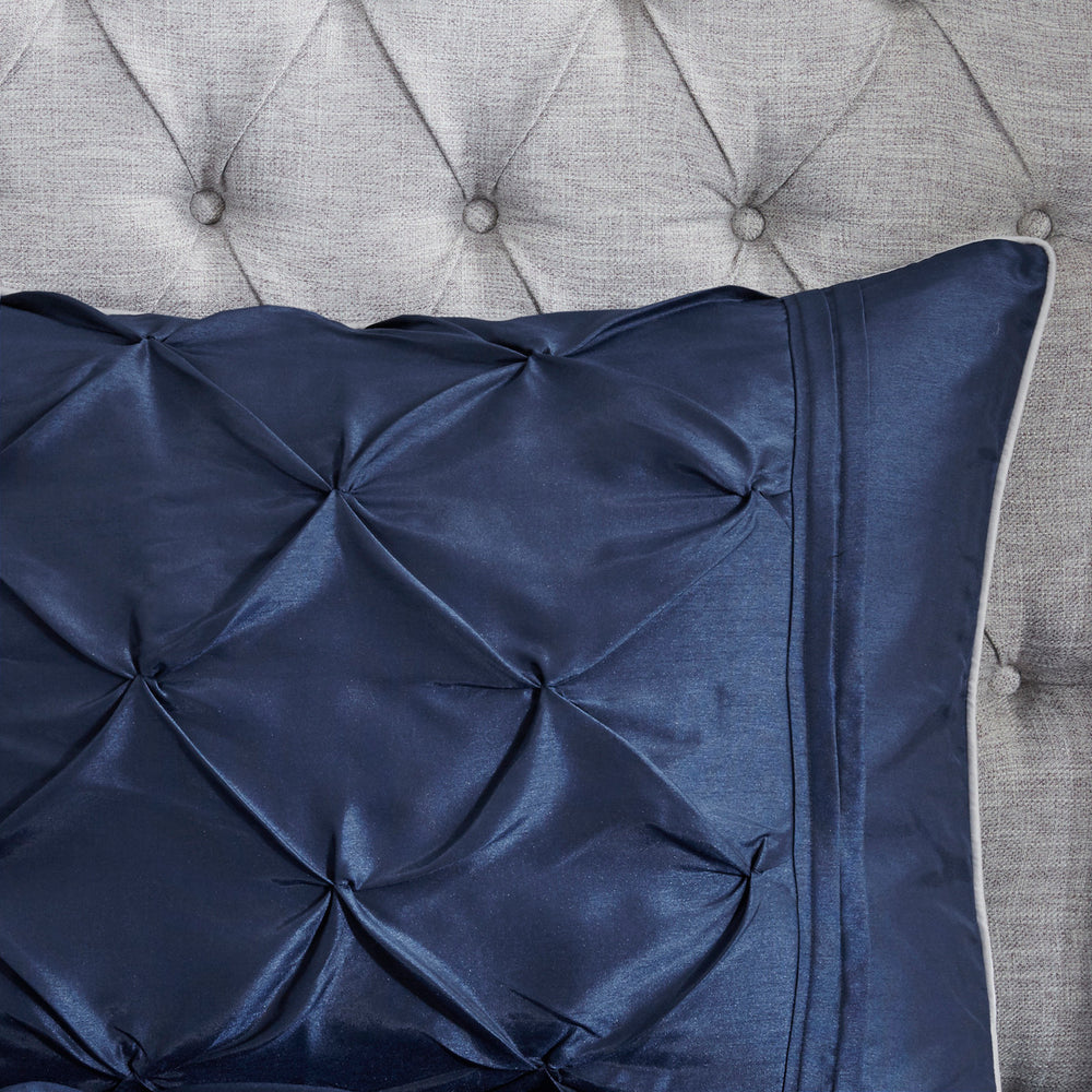 7 Piece Tufted Comforter Set Navy Cal King Media 3