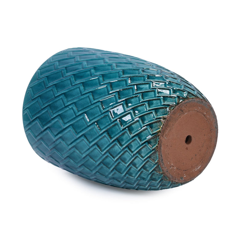 Ceramic Flowerpot, Modern Planter for Patio, Garden, Windowsill - Cyan
