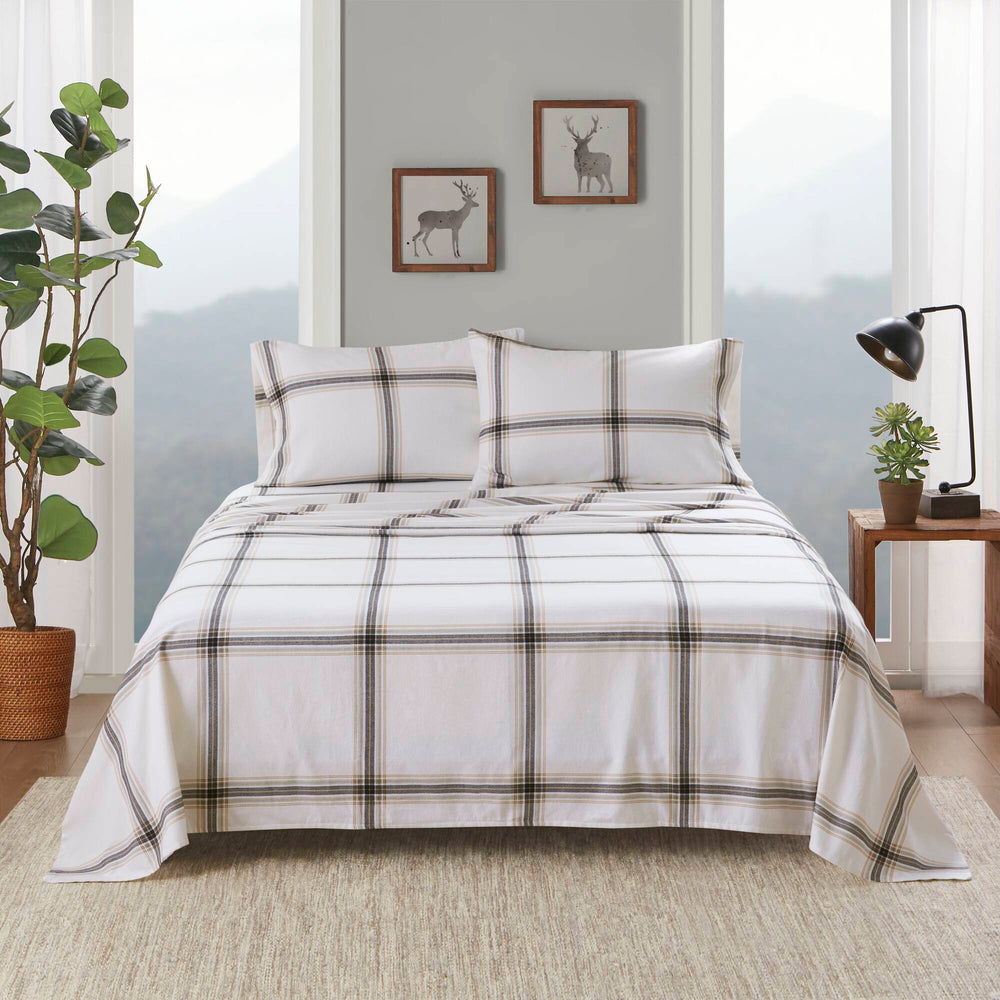 3 PCS Twin Sheet Set Tan Plaid Media 17