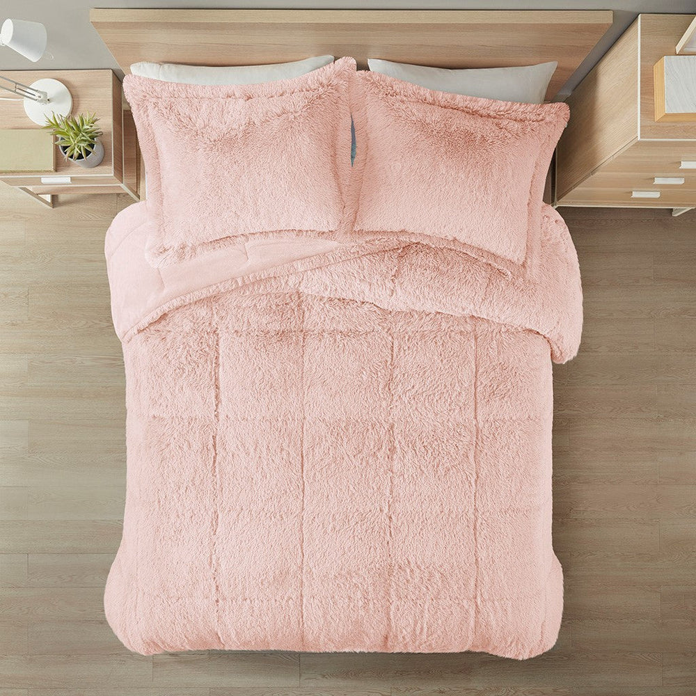 King/Cal King Shaggy Long Fur Comforter Mini Set Media 3