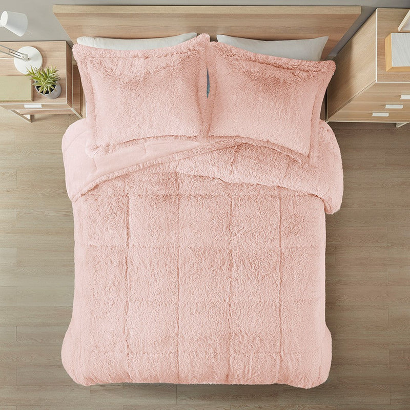 King/Cal King Shaggy Long Fur Comforter Mini Set