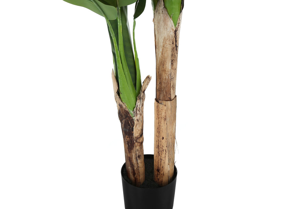 Artificial Plant, 55' Tall, Banana Tree, Indoor, Faux, Fake, Floor, Greenery, Potted, Real Touch, Decorative, Green Leaves, Black Pot Media 3