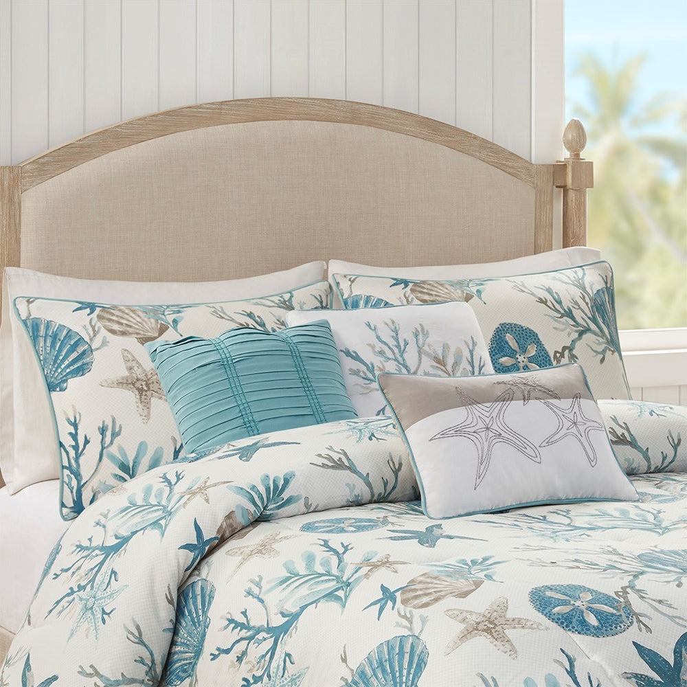 7 Piece Cotton Sateen Comforter Set Aqua Cal King Media 2