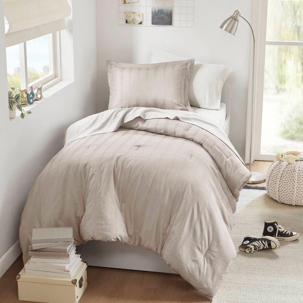 5-Piece Twin/Twin XL Woven Striped Comforter Set Media 2