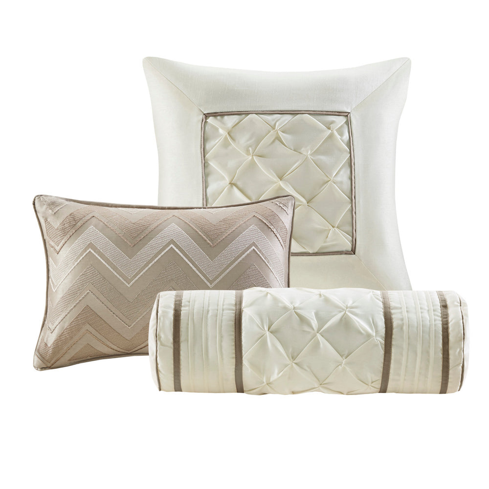 7 Piece Tufted Comforter Set Taupe Queen Media 6