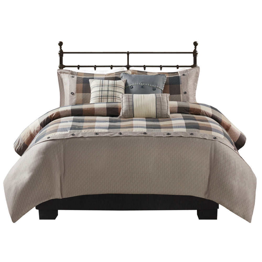 Full/Queen 6 Piece Herringbone Duvet Cover Set Media 2