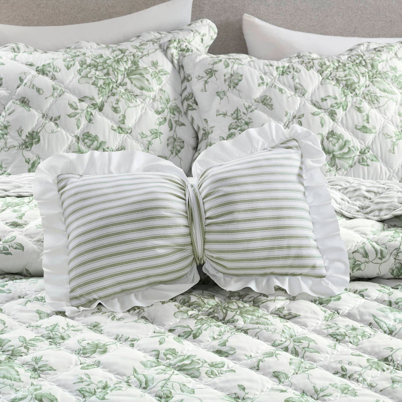 4 Pieces King  Quilt Set with Decorative Pillow,Green