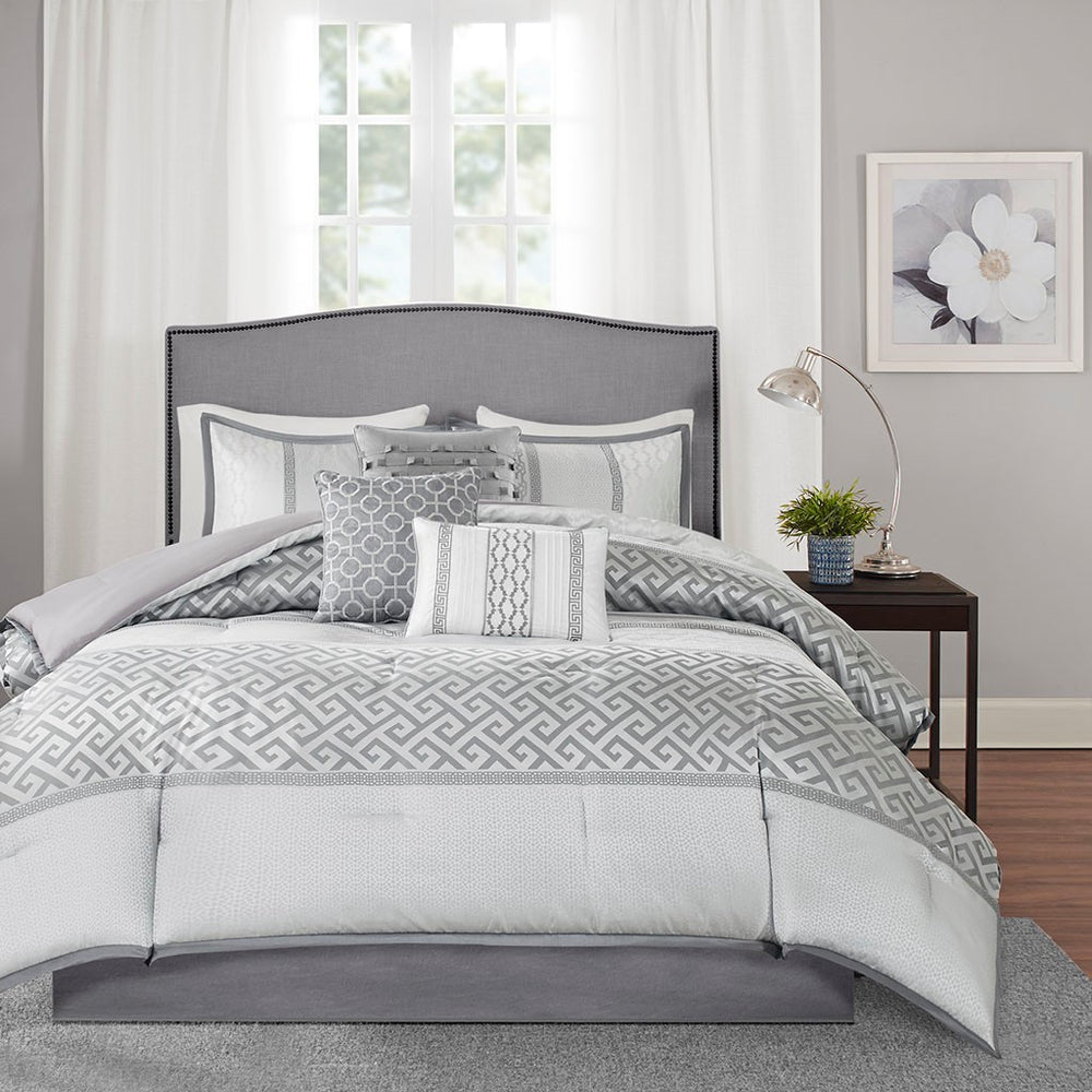 7 Piece Comforter Set Grey Cal King Media 6