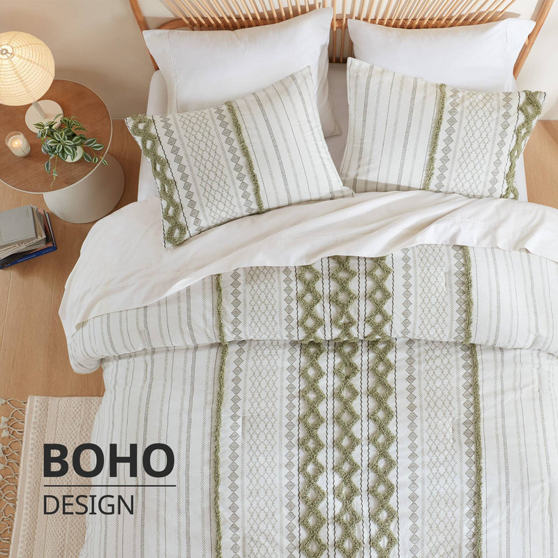3 PCS Cotton Printed Comforter Set with Chenille