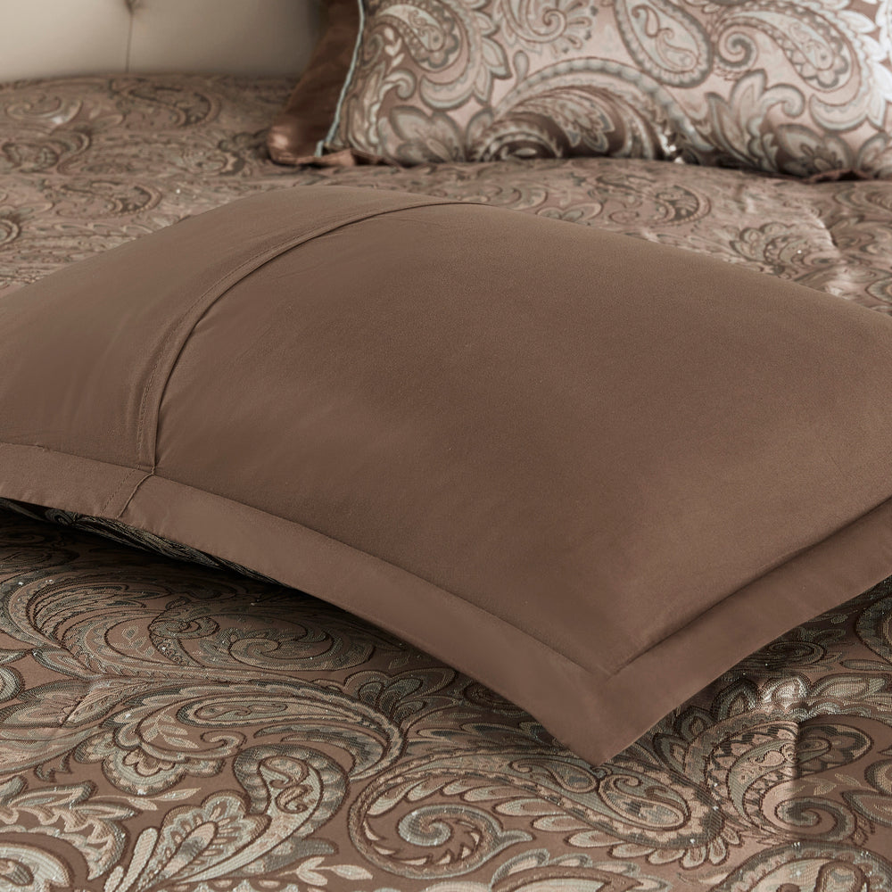 12 Piece Comforter Set with Cotton Bed Sheets Blue/Brown Cal King Media 15