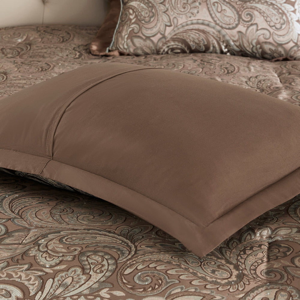 12 Piece Comforter Set with Cotton Bed Sheets Blue/Brown Cal King Media 15